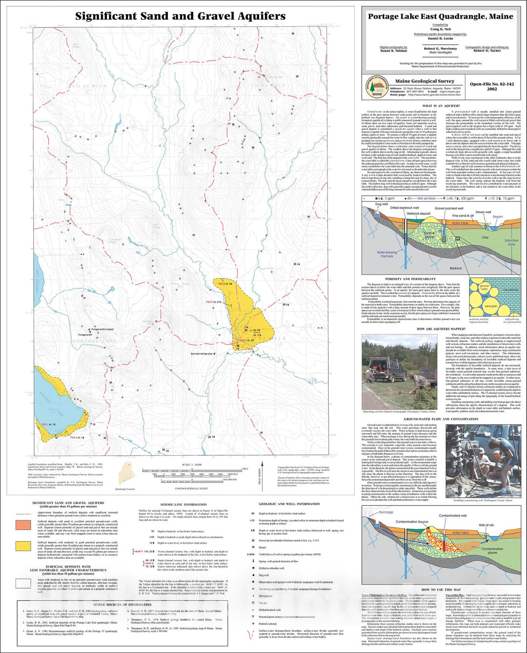 Map : Significant Sand and Gravel Aquifers in the Portage Lake East Quadrangle, Maine, 2002 Cartography Wall Art :