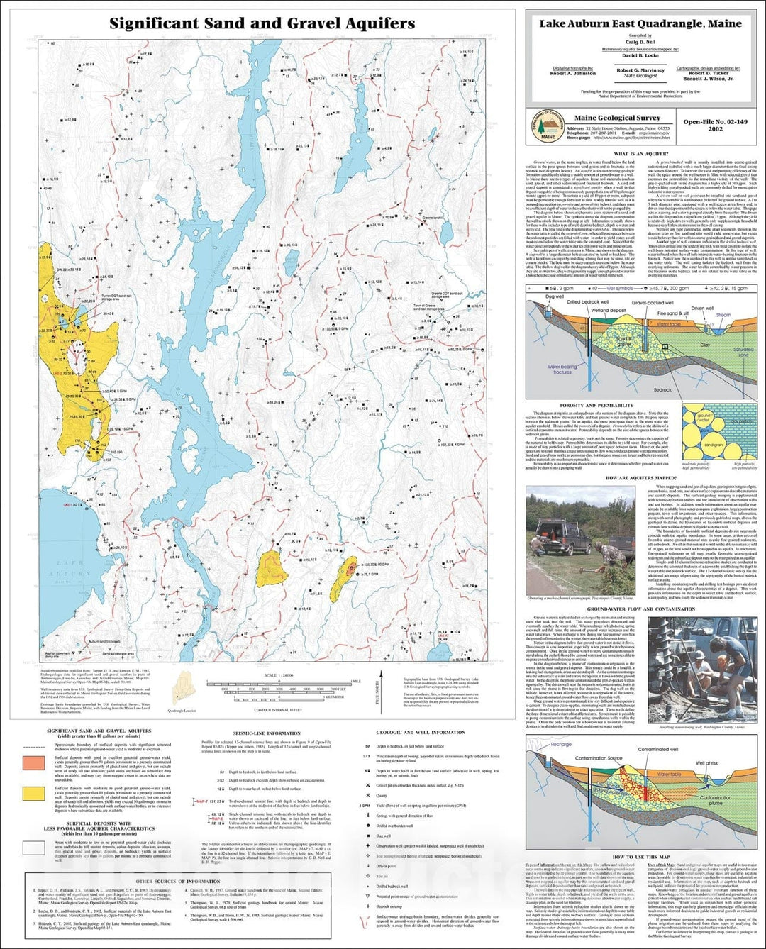 Map : Significant Sand and Gravel Aquifers in the Lake Auburn East Quadrangle, Maine, 2002 Cartography Wall Art :