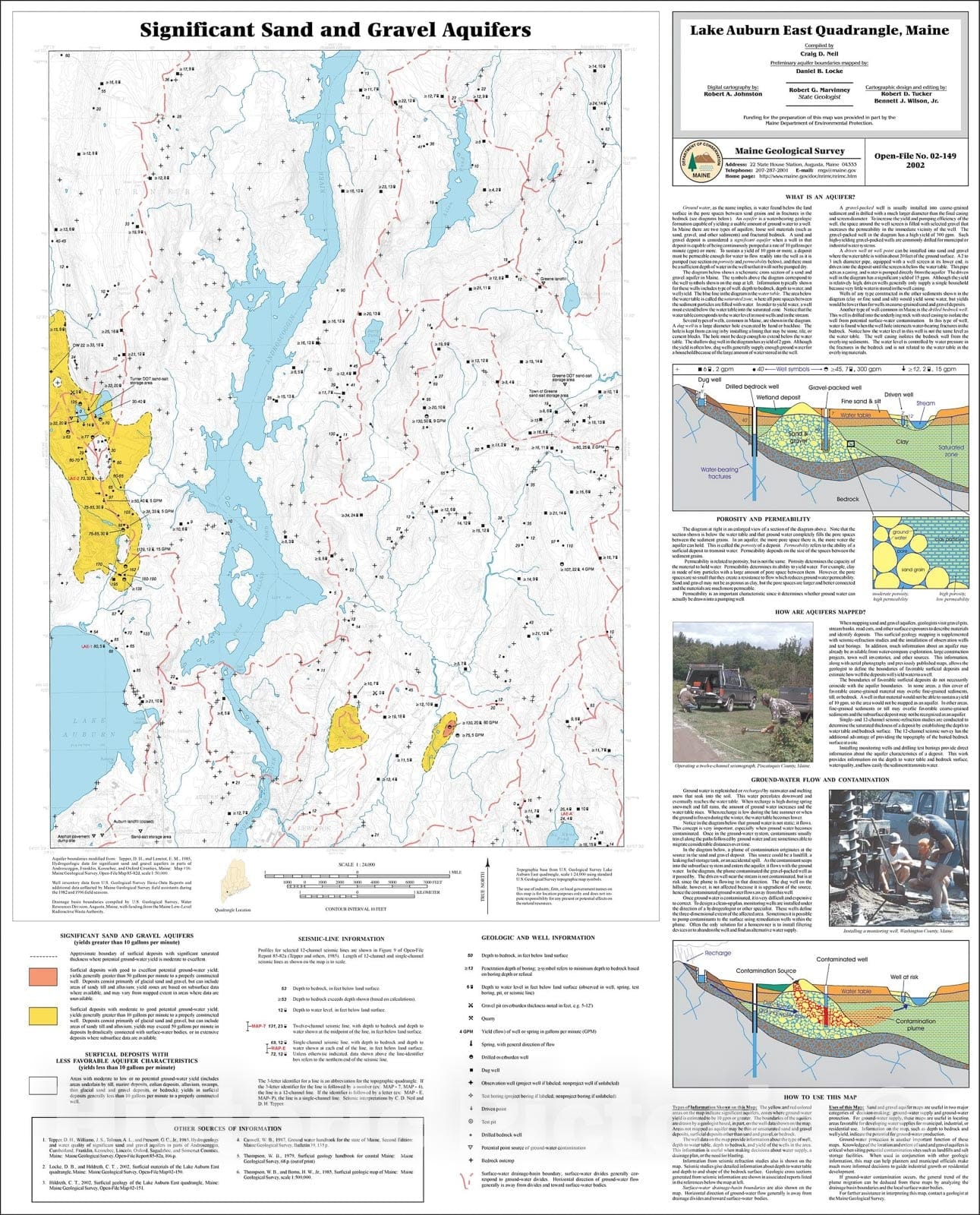 Map : Significant Sand and Gravel Aquifers in the Lake Auburn East Quadrangle, Maine, 2002 Cartography Wall Art :