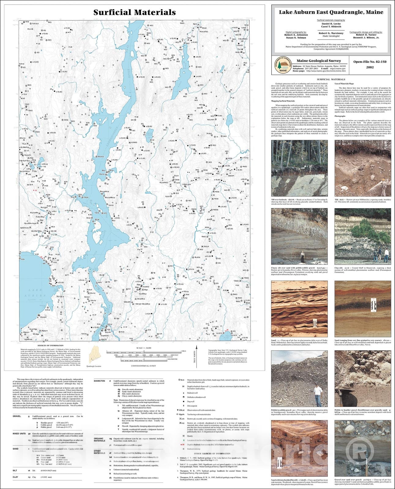 Map : Surficial Materials in the Lake Auburn East Quadrangle, Maine, 2002 Cartography Wall Art :