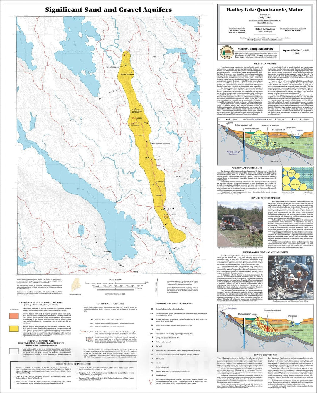 Map : Significant Sand and Gravel Aquifers in the Hadley Lake Quadrangle, Maine, 2002 Cartography Wall Art :