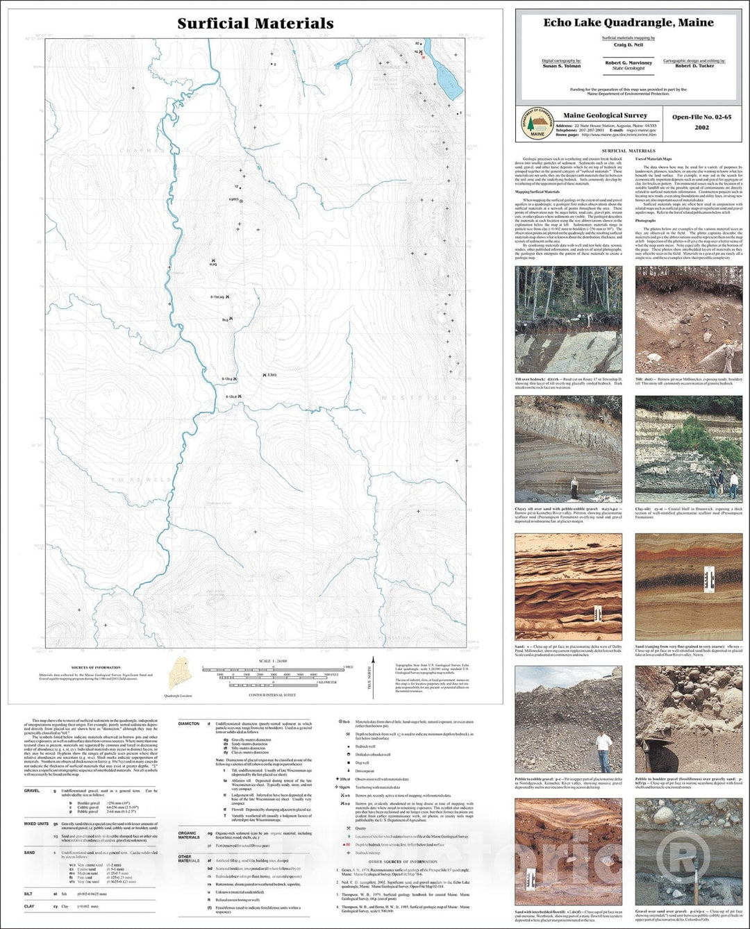 Map : Surficial Materials in the Echo Lake Quadrangle, Maine, 2002 Cartography Wall Art :