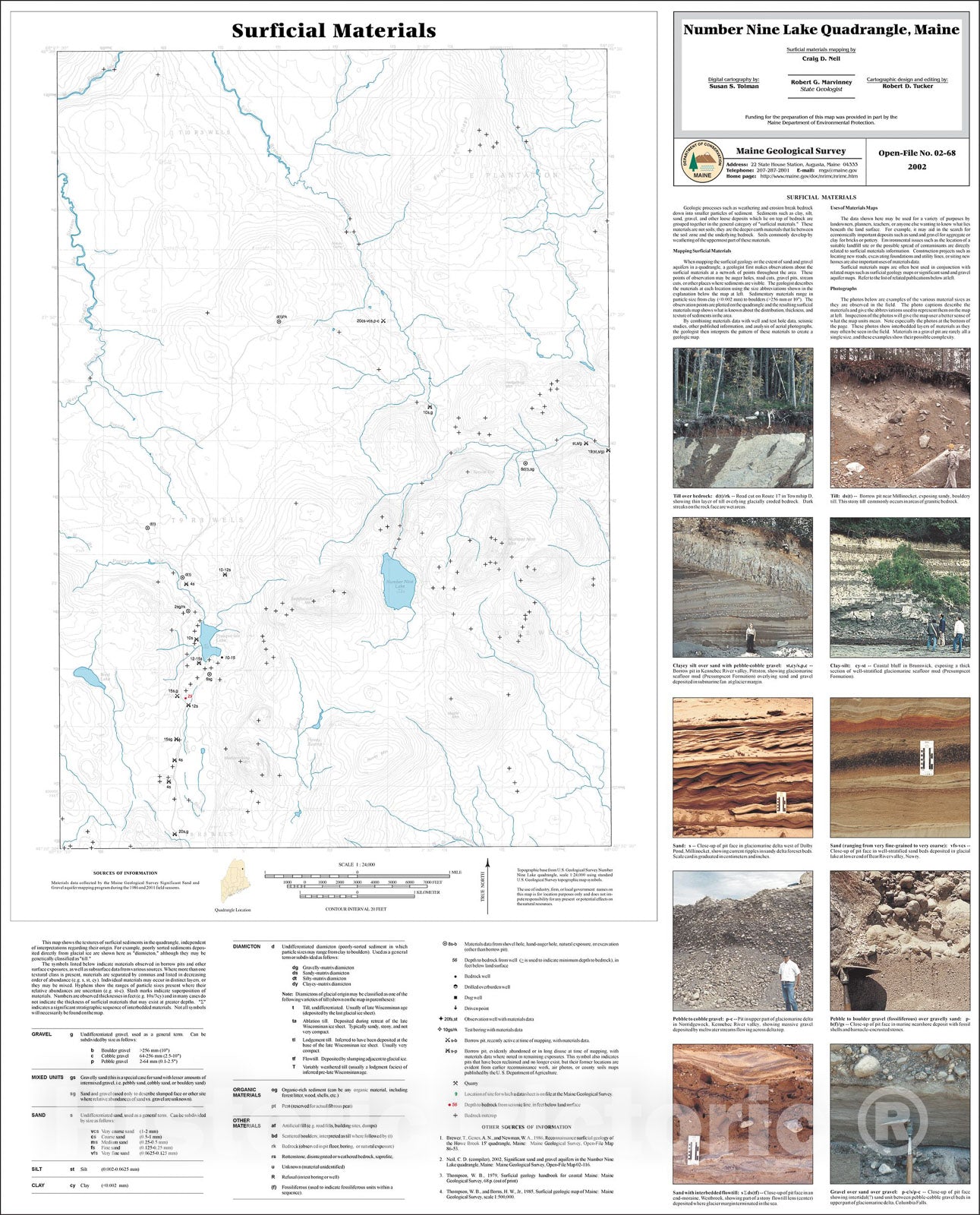 Map : Surficial Materials in the Number Nine Lake Quadrangle, Maine, 2002 Cartography Wall Art :