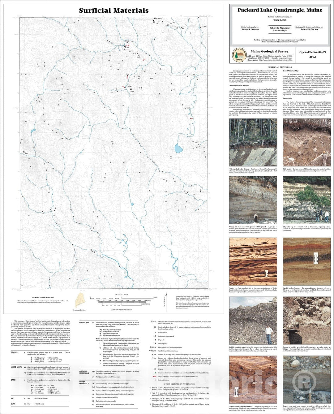 Map : Surficial Materials in the Packard Lake Quadrangle, Maine, 2002 Cartography Wall Art :