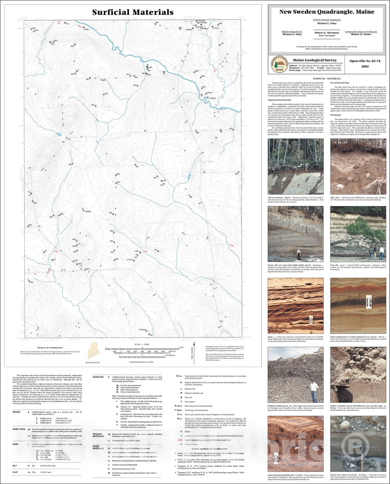 Map : Surficial Materials in the New Sweden Quadrangle, Maine, 2002 Cartography Wall Art :