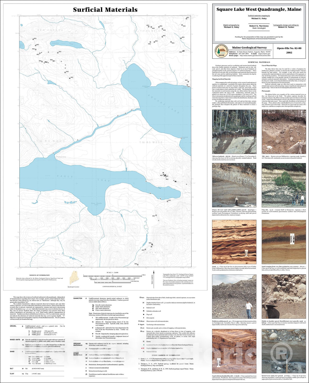 Map : Surficial Materials in the Square Lake West Quadrangle, Maine, 2002 Cartography Wall Art :