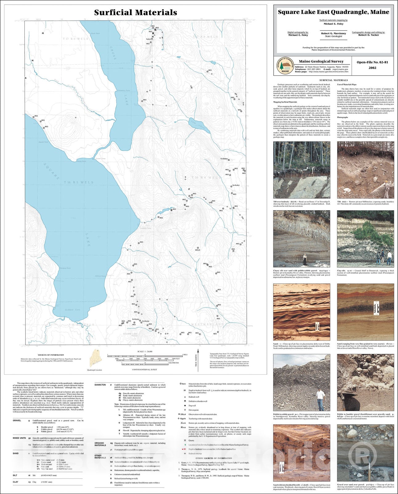 Map : Surficial Materials in the Square Lake East Quadrangle, Maine, 2002 Cartography Wall Art :