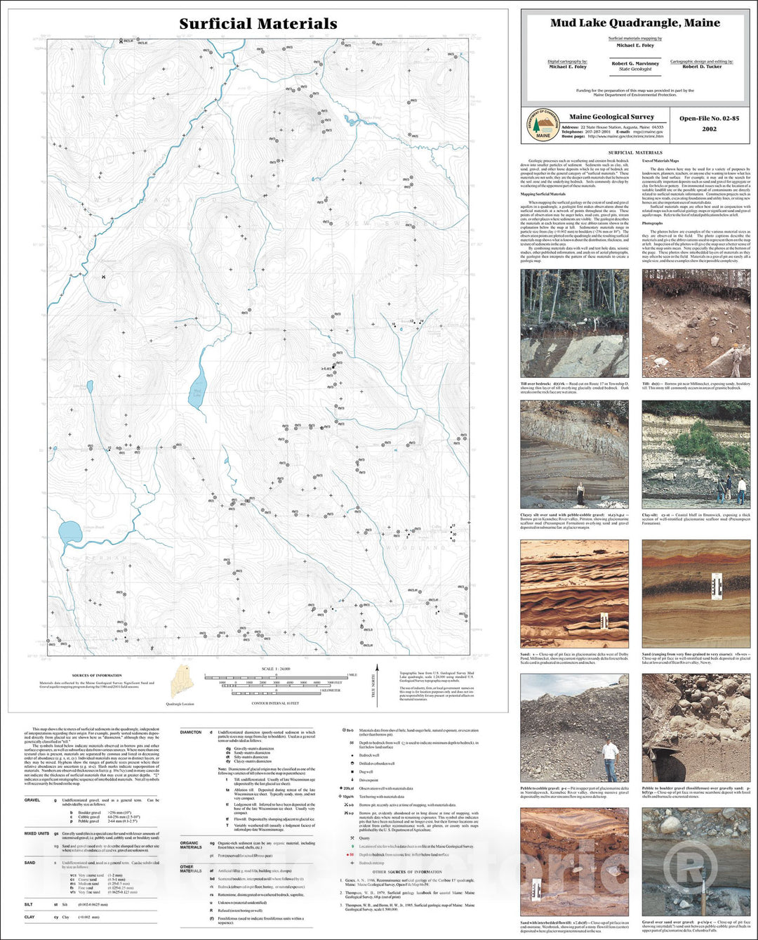 Map : Surficial Materials in the Mud Lake Quadrangle, Maine, 2002 Cartography Wall Art :