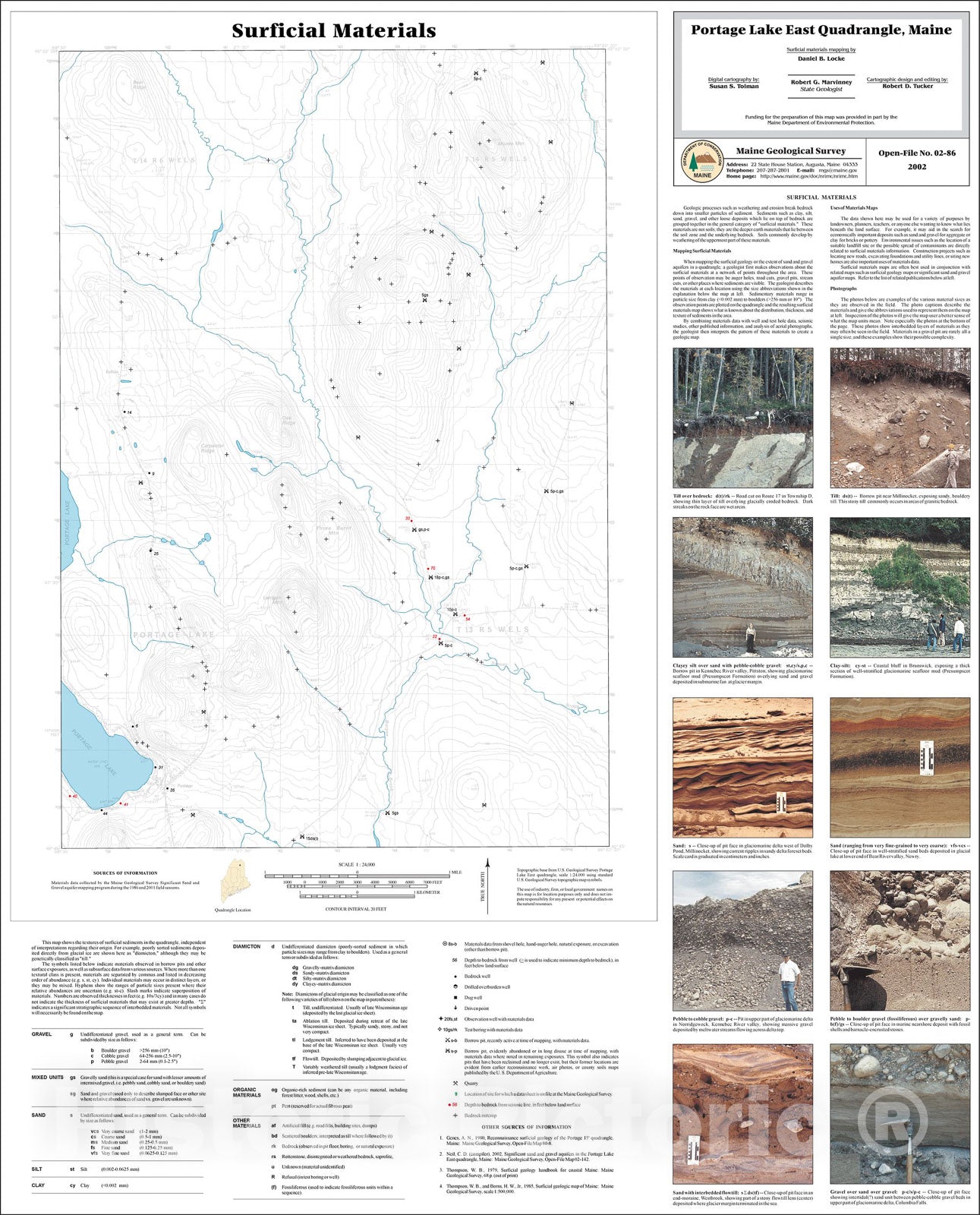 Map : Surficial Materials in the Portage Lake East Quadrangle, Maine, 2002 Cartography Wall Art :