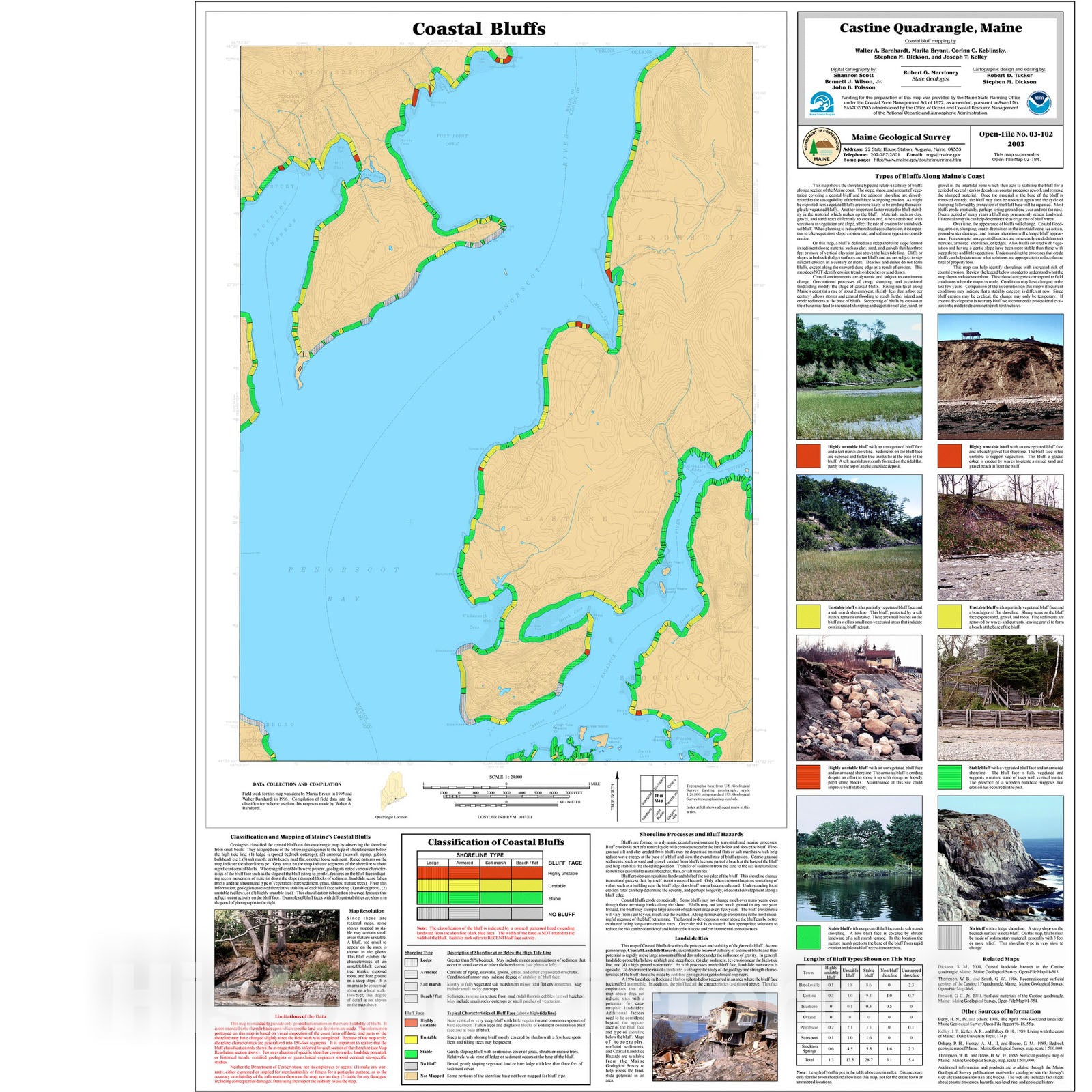 Map : Coastal Bluffs in the Castine Quadrangle, Maine, 2003 Cartography Wall Art :