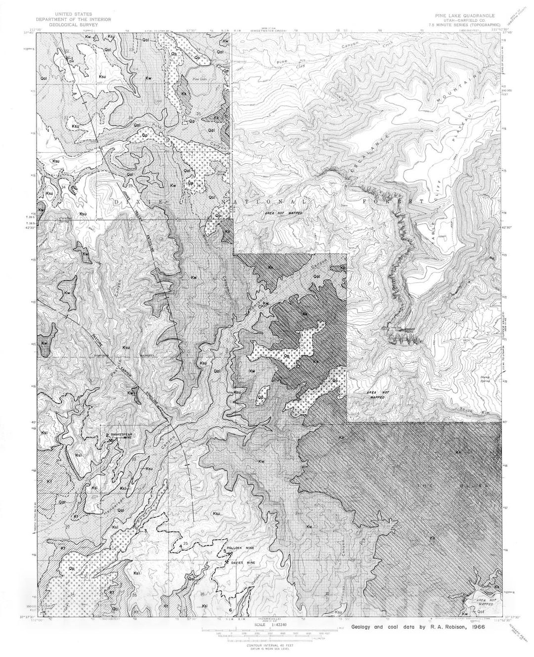 Map : Coal and geology map, Pine Lake quadrangle, 1972 Cartography Wall Art :