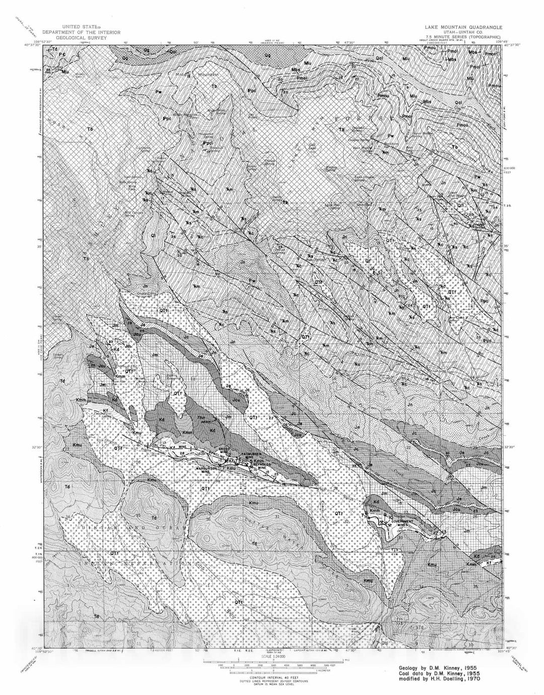 Map : Coal and geology map, Lake Mountain quadrangle, 1972 Cartography Wall Art :