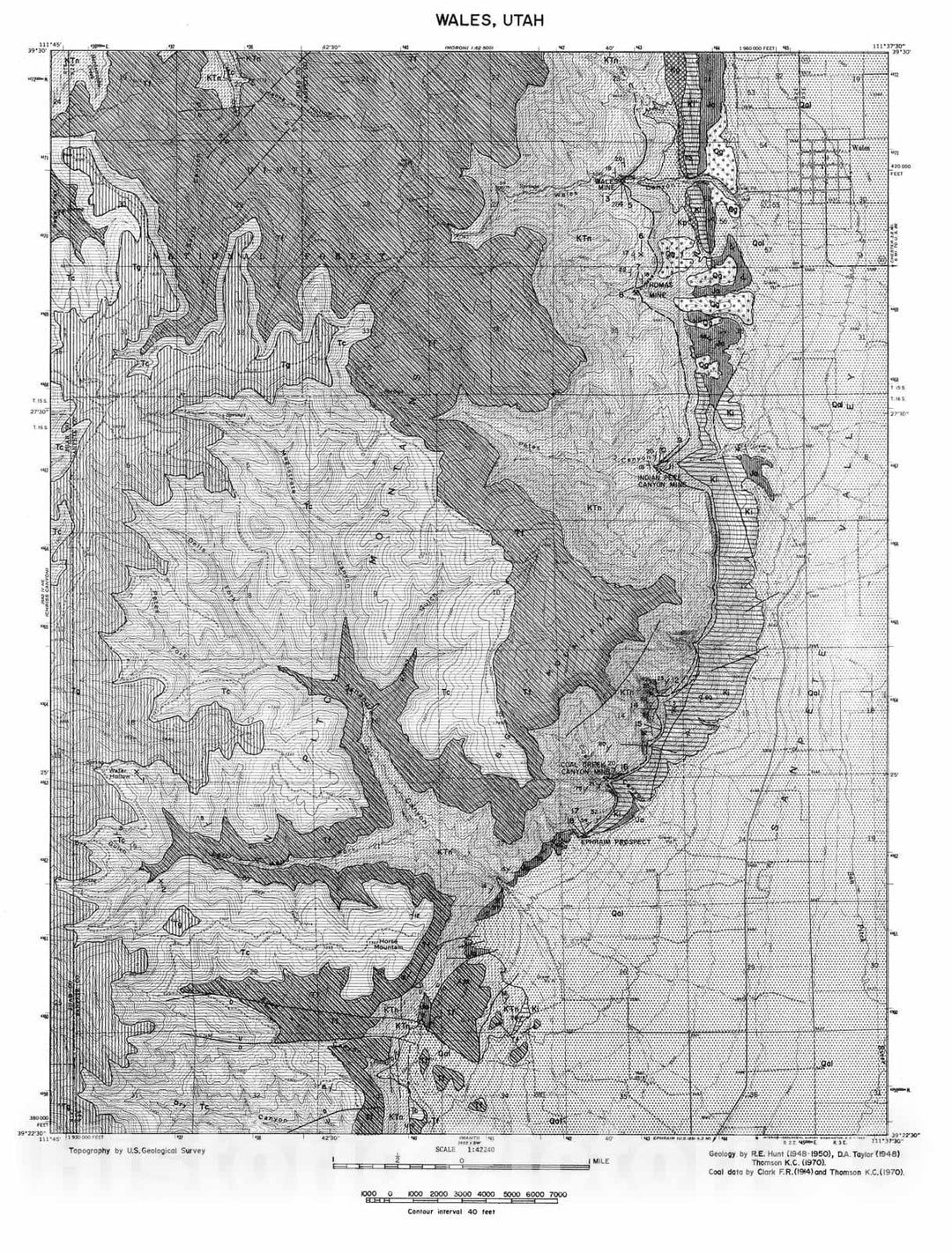 Map : Coal and geology map, Wales quadrangle, 1972 Cartography Wall Art :