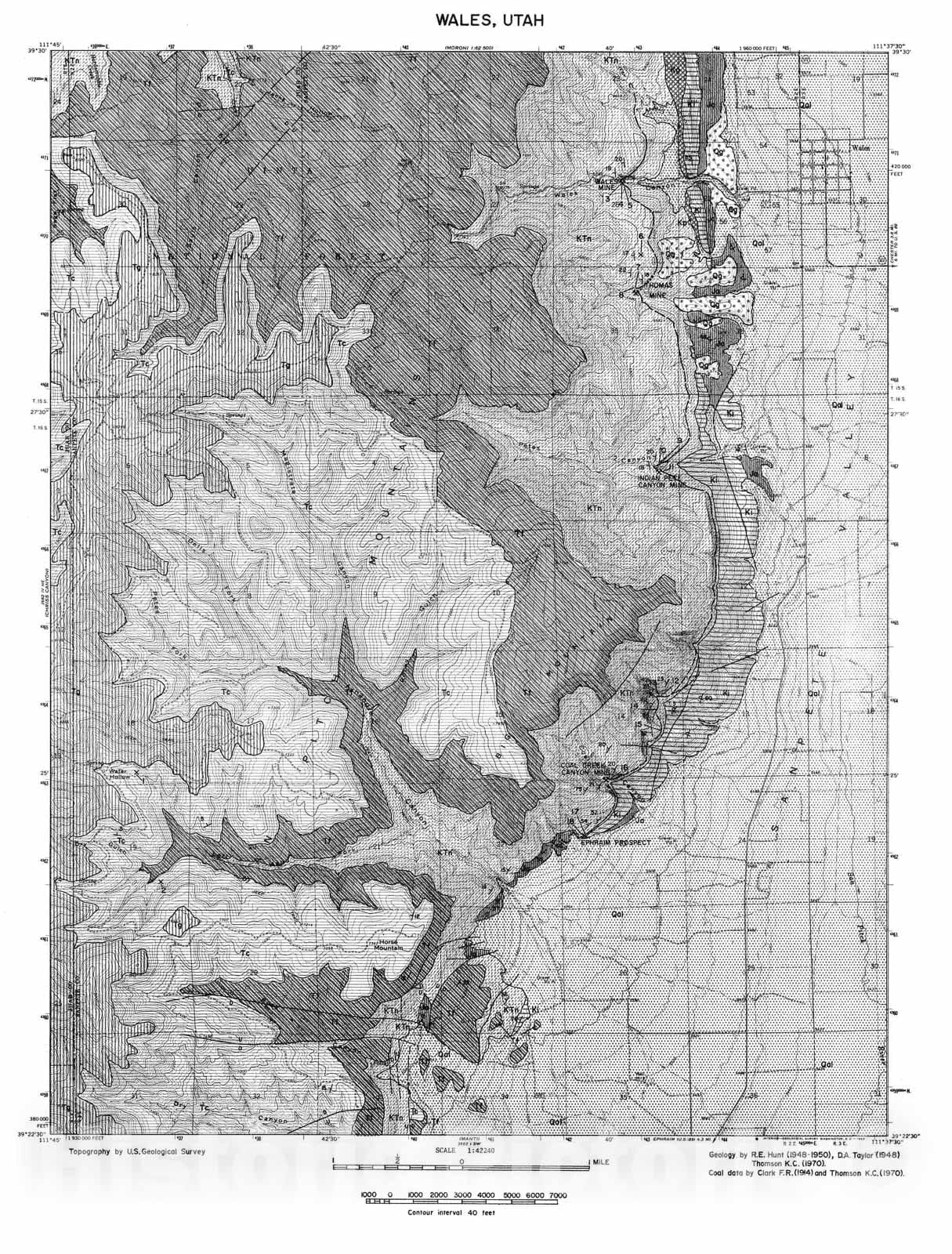 Map : Coal and geology map, Wales quadrangle, 1972 Cartography Wall Art :