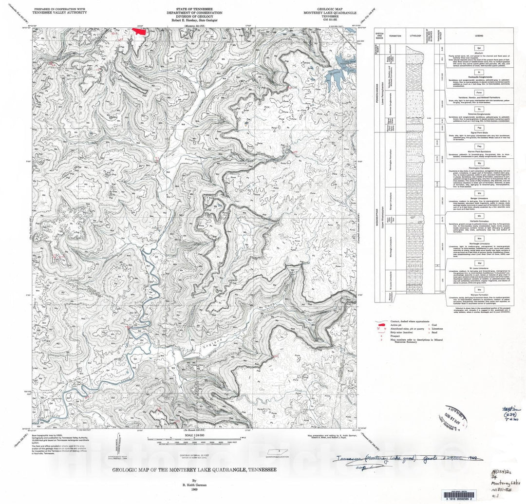 Map : Geologic Map and Mineral Resources Summary of the Monterey Lake Quadrangle, 1969 Cartography Wall Art :