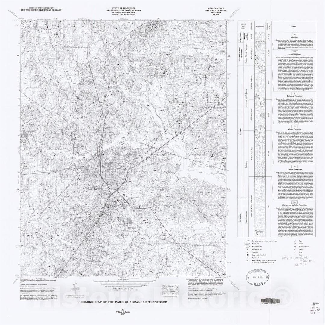 Map : Geologic Map and Mineral Resources Summary of the Paris Quadrangle, 1987 Cartography Wall Art :