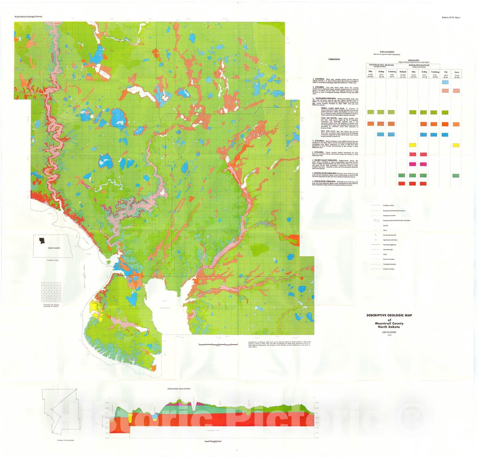 Map : Geology of Mountrail County North Dakota [part IV - geology], 1972 Cartography Wall Art :