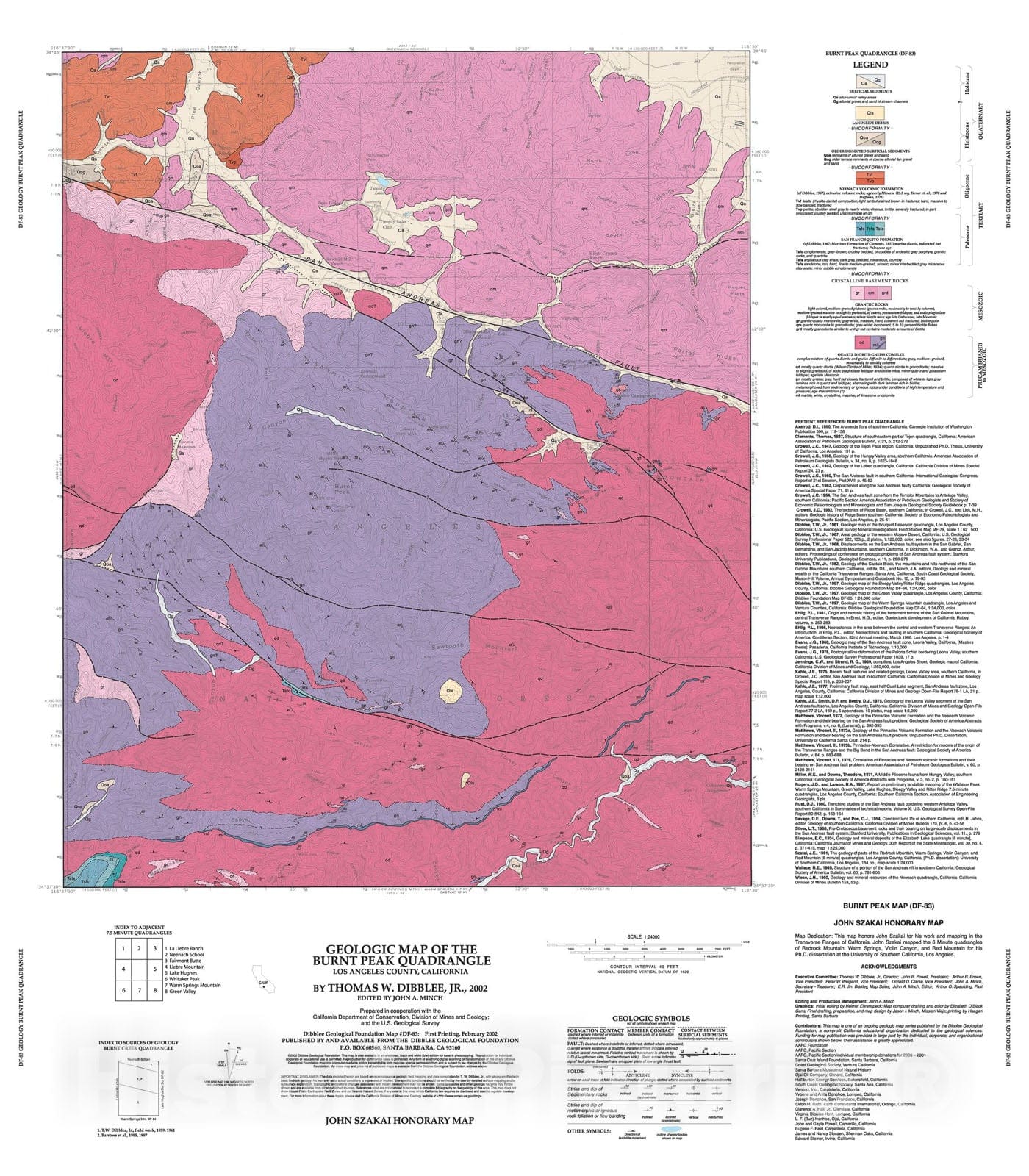 Map : Geologic map of the Burnt Peak quadrangle, Los Angeles County, California, 2002 Cartography Wall Art :