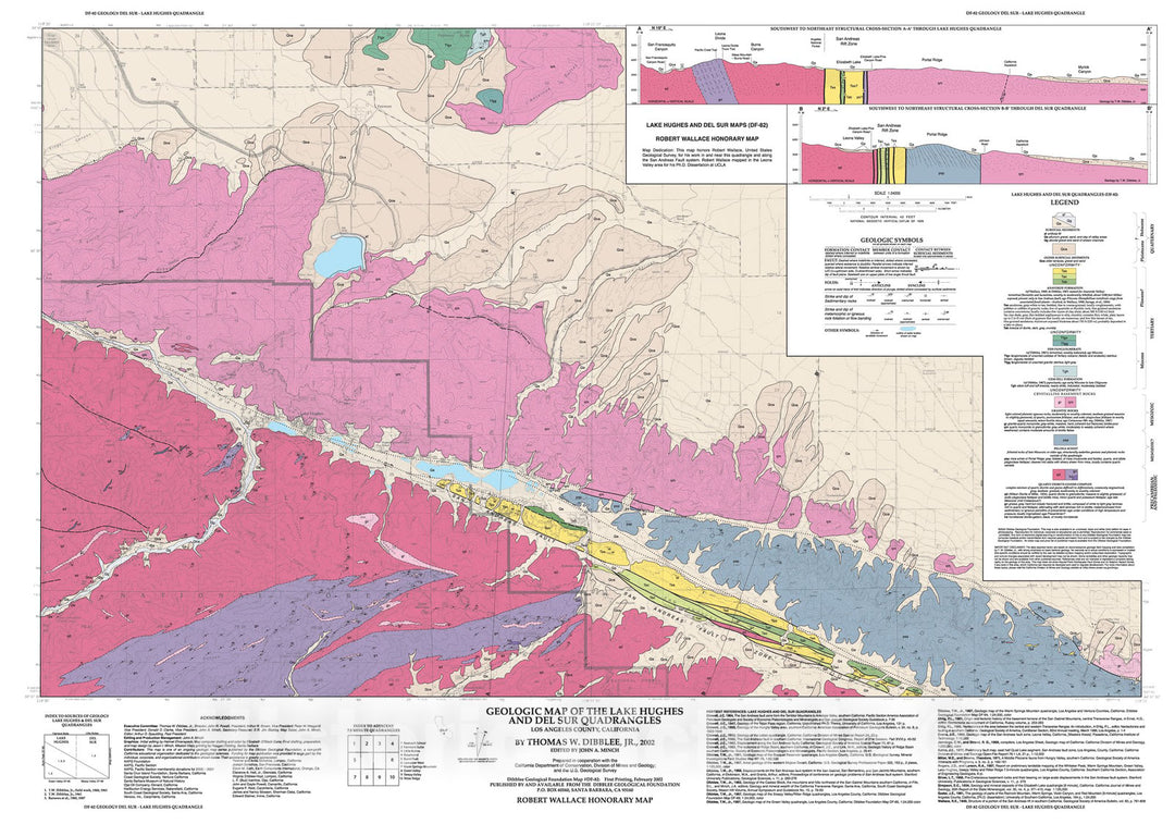 Map : Geologic map of the Lake Hughes and Del Sur quadrangles, Los Angeles County, California, 2002 Cartography Wall Art :