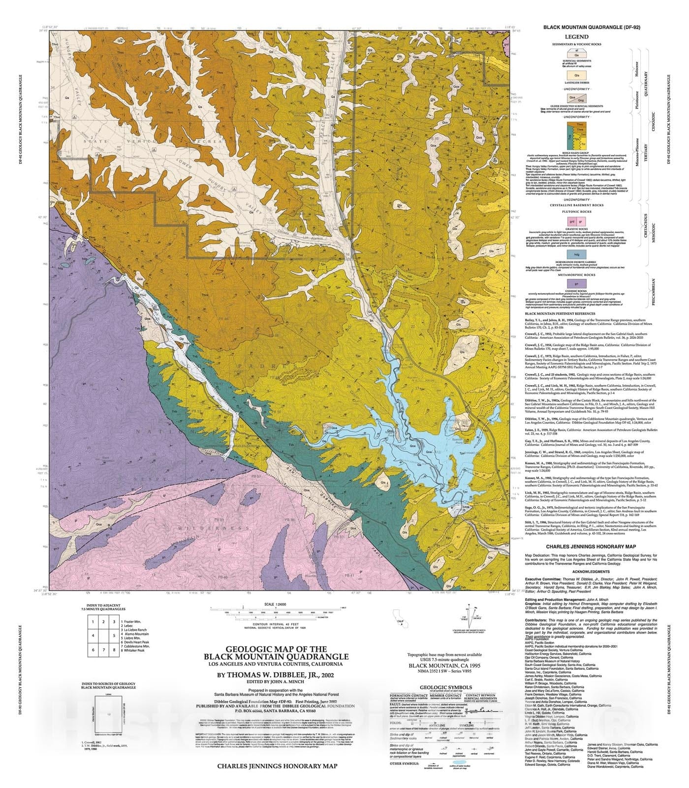 Map : Geologic map of the Black Mountain quadrangle, Los Angeles and Ventura Counties, California, 2002 Cartography Wall Art :