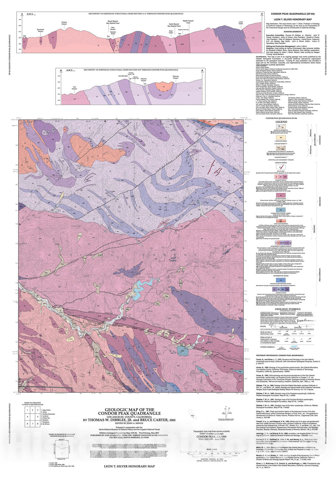 Map : Geologic map of the Condor Peak quadrangle, Los Angeles County, California, 2002 Cartography Wall Art :