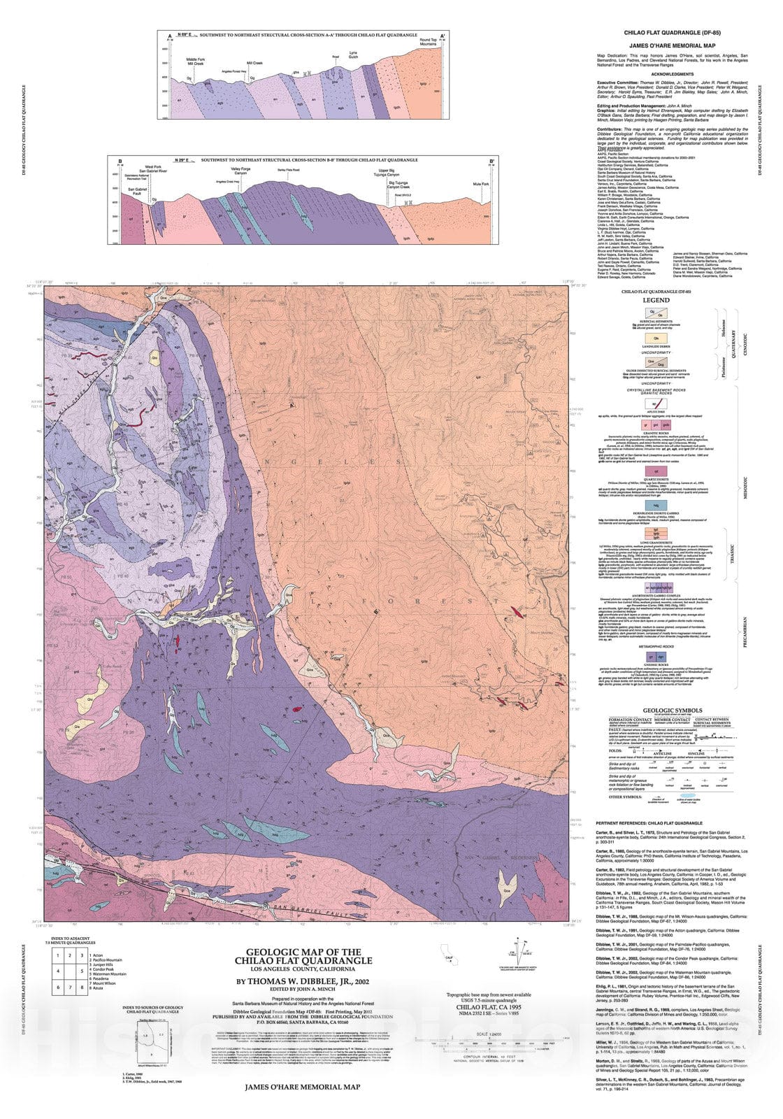 Map : Geologic map of the Chilao Flat quadrangle, Los Angeles County, California, 2002 Cartography Wall Art :