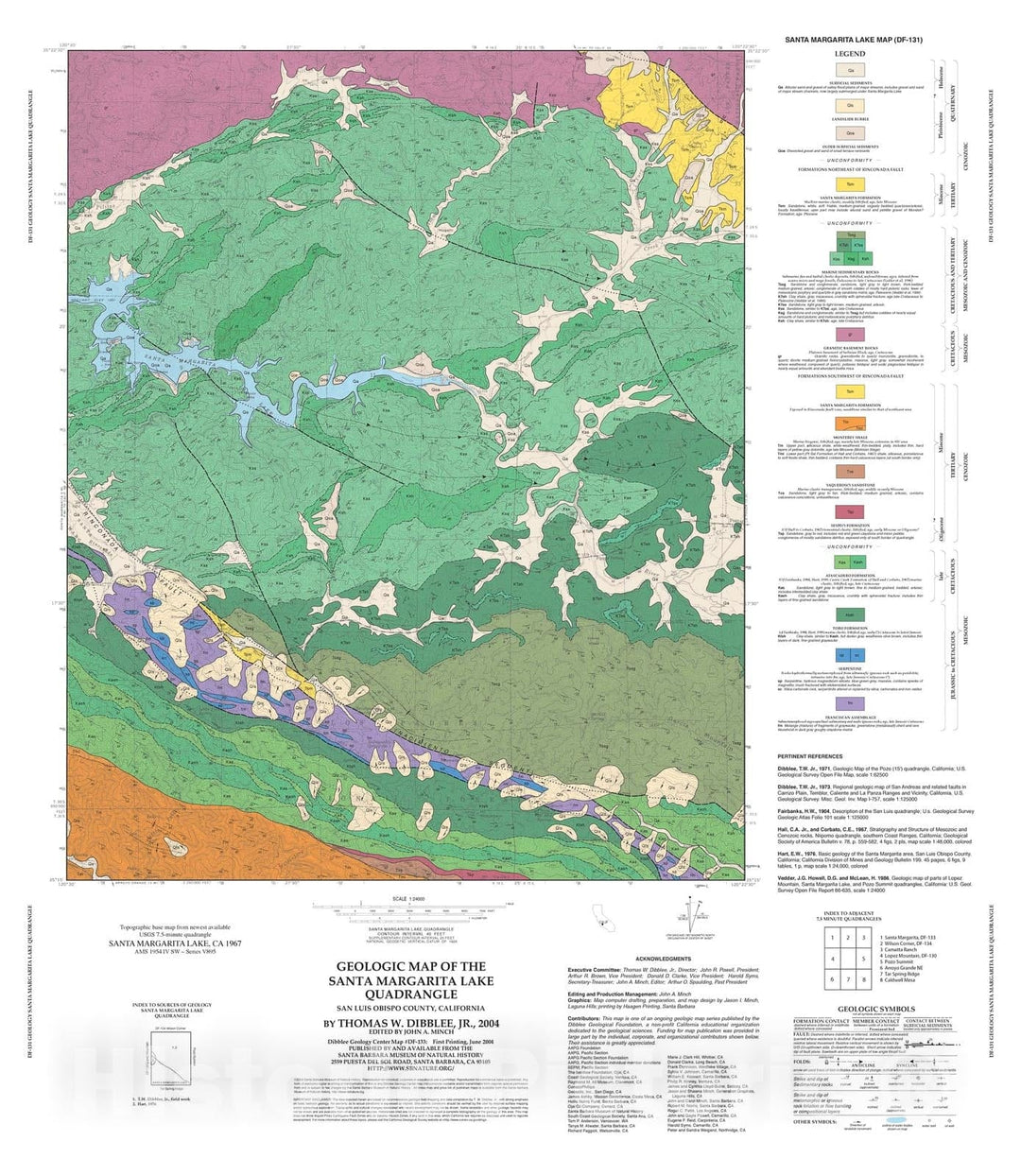 Map : Geologic map of the Santa Margarita Lake quadrangle, San Luis Obispo County, California, 2004 Cartography Wall Art :