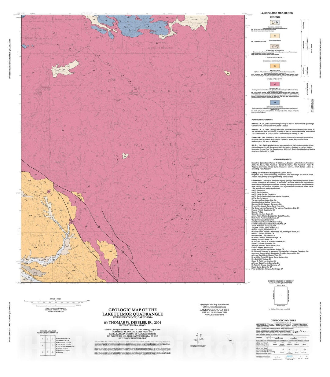 Map : Geologic map of the Lake Fulmor quadrangle, Riverside County, California, 2004 Cartography Wall Art :