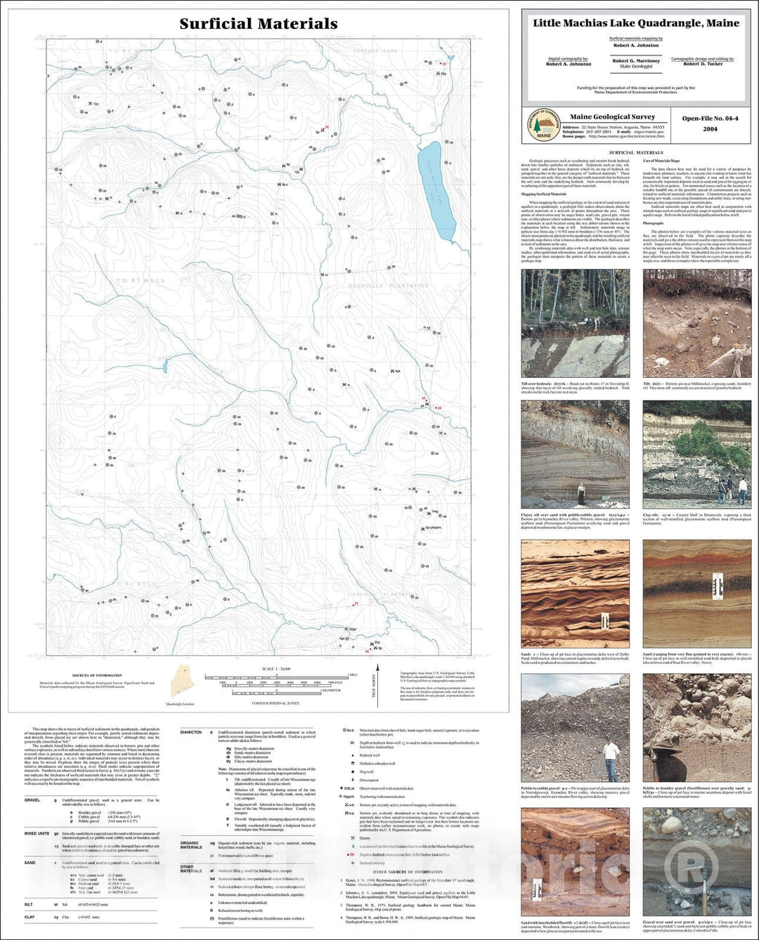 Map : Surficial materials of the Little Machias Lake quadrangle, Maine, 2004 Cartography Wall Art :