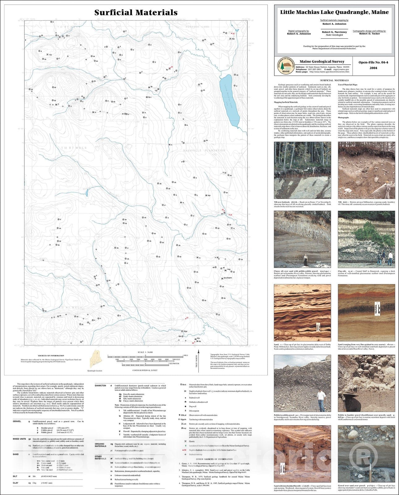 Map : Surficial materials of the Little Machias Lake quadrangle, Maine, 2004 Cartography Wall Art :