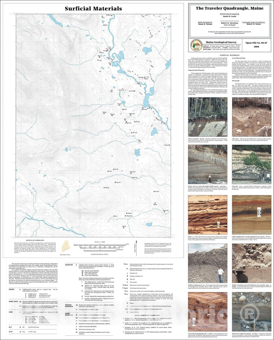 Map : Surficial Materials of The Traveler quadrangle, Maine, 2004 Cartography Wall Art :