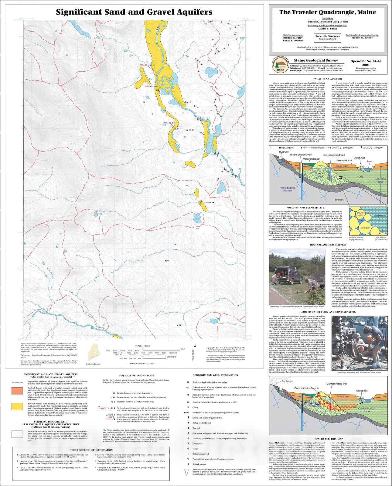 Map : Significant sand and gravel aquifers in the Traveler quadrangle, Maine, 2004 Cartography Wall Art :