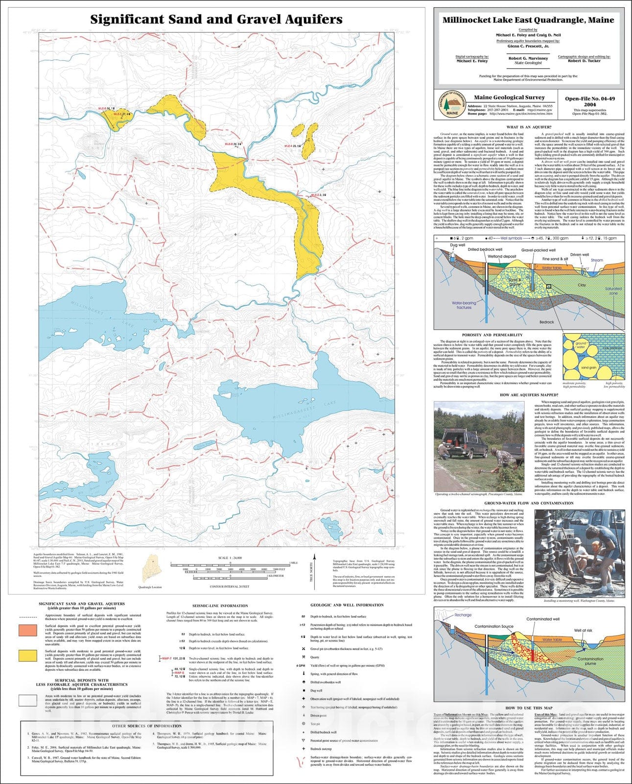 Map : Significant sand and gravel aquifers in the Millinocket Lake East quadrangle, Maine, 2004 Cartography Wall Art :