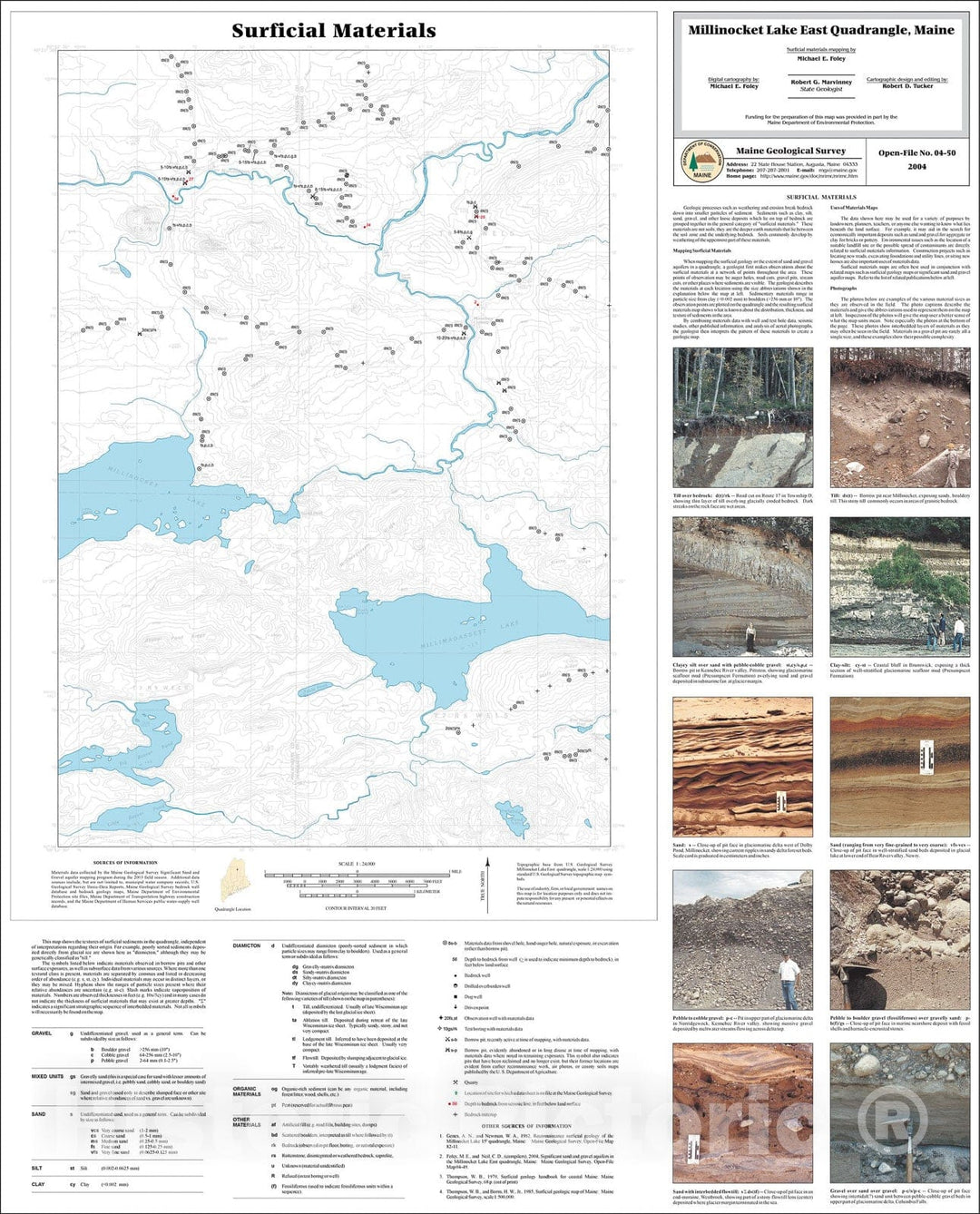 Map : Surficial Materials of the Millinocket Lake East quadrangle, Maine, 2004 Cartography Wall Art :