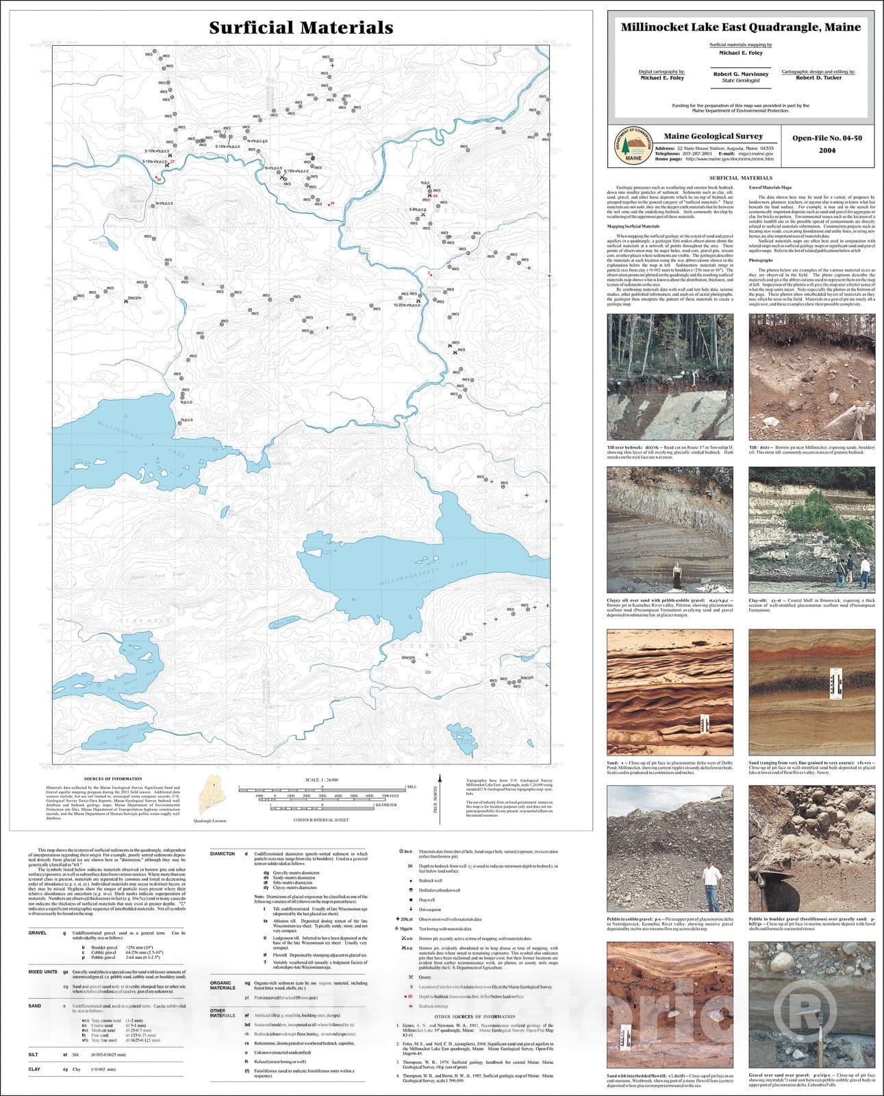 Map : Surficial Materials of the Millinocket Lake East quadrangle, Maine, 2004 Cartography Wall Art :