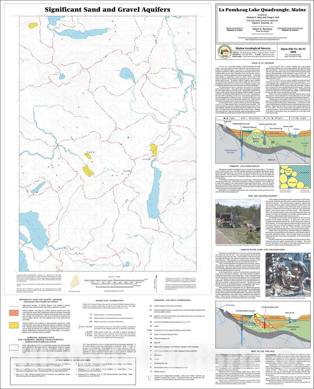 Map : Significant sand and gravel aquifers in the La Pomkeag Lake quadrangle, Maine, 2004 Cartography Wall Art :