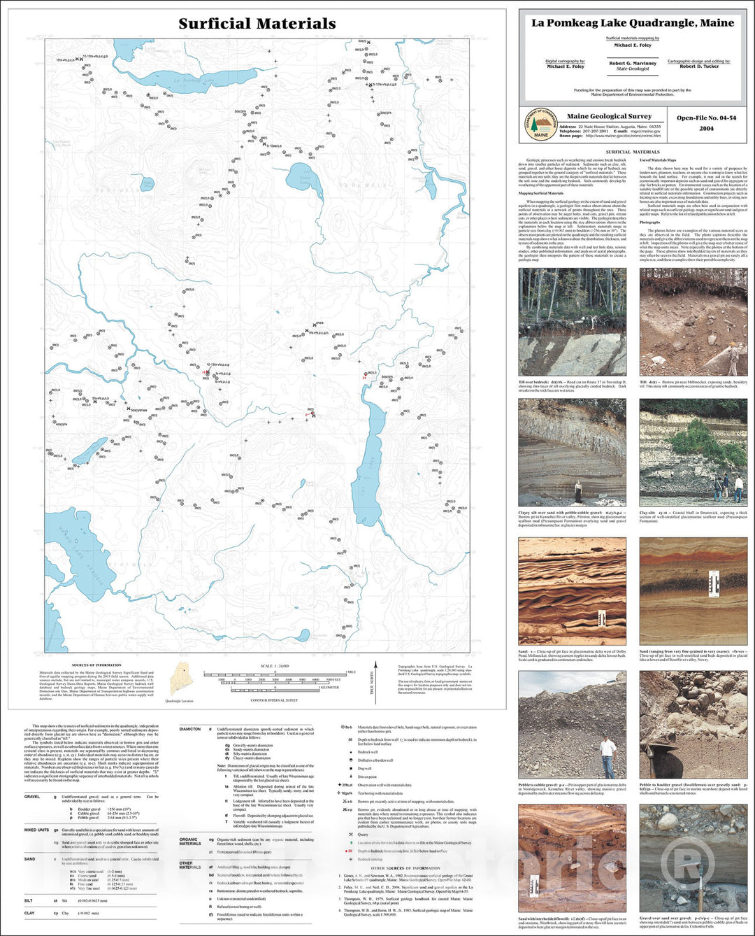 Map : Surficial Materials of the La Pomkeag Lake quadrangle, Maine, 2004 Cartography Wall Art :