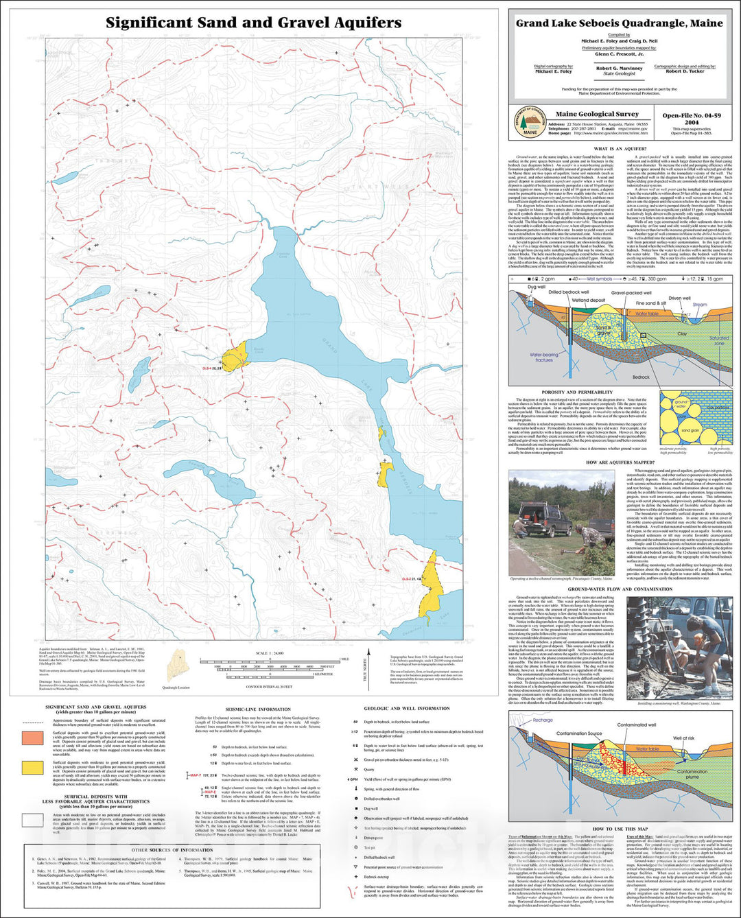 Map : Significant sand and gravel aquifers in the Grand Lake Seboeis quadrangle, Maine, 2004 Cartography Wall Art :