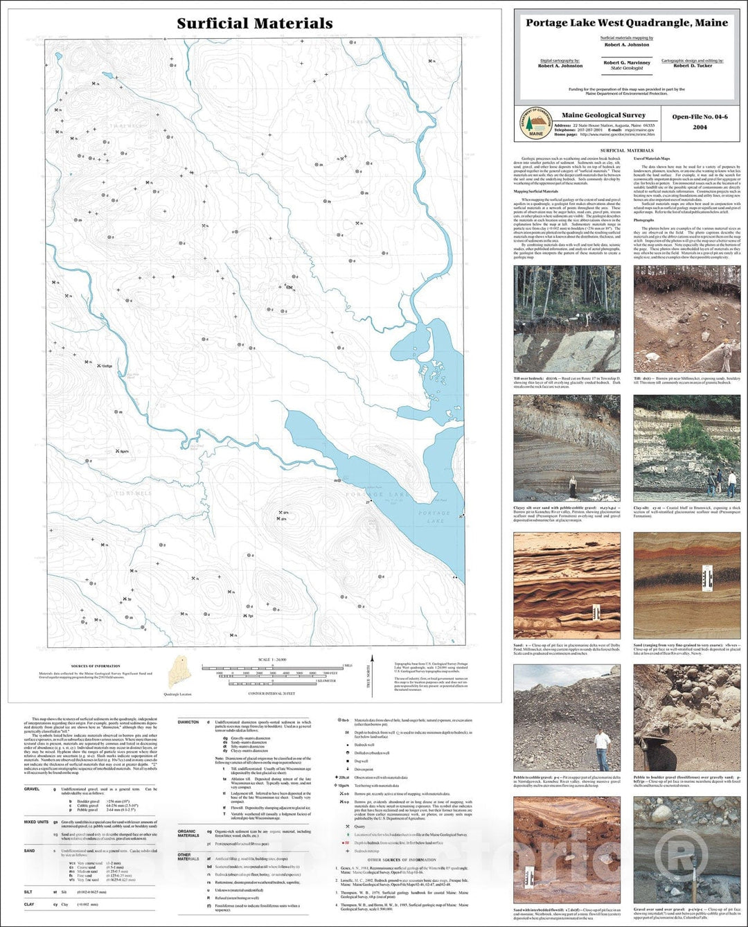 Map : Surficial Materials of the Portage Lake West quadrangle, Maine, 2004 Cartography Wall Art :