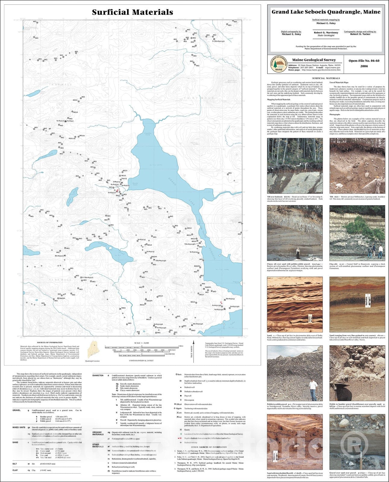 Map : Surficial Materials of the Grand Lake Seboeis quadrangle, Maine, 2004 Cartography Wall Art :