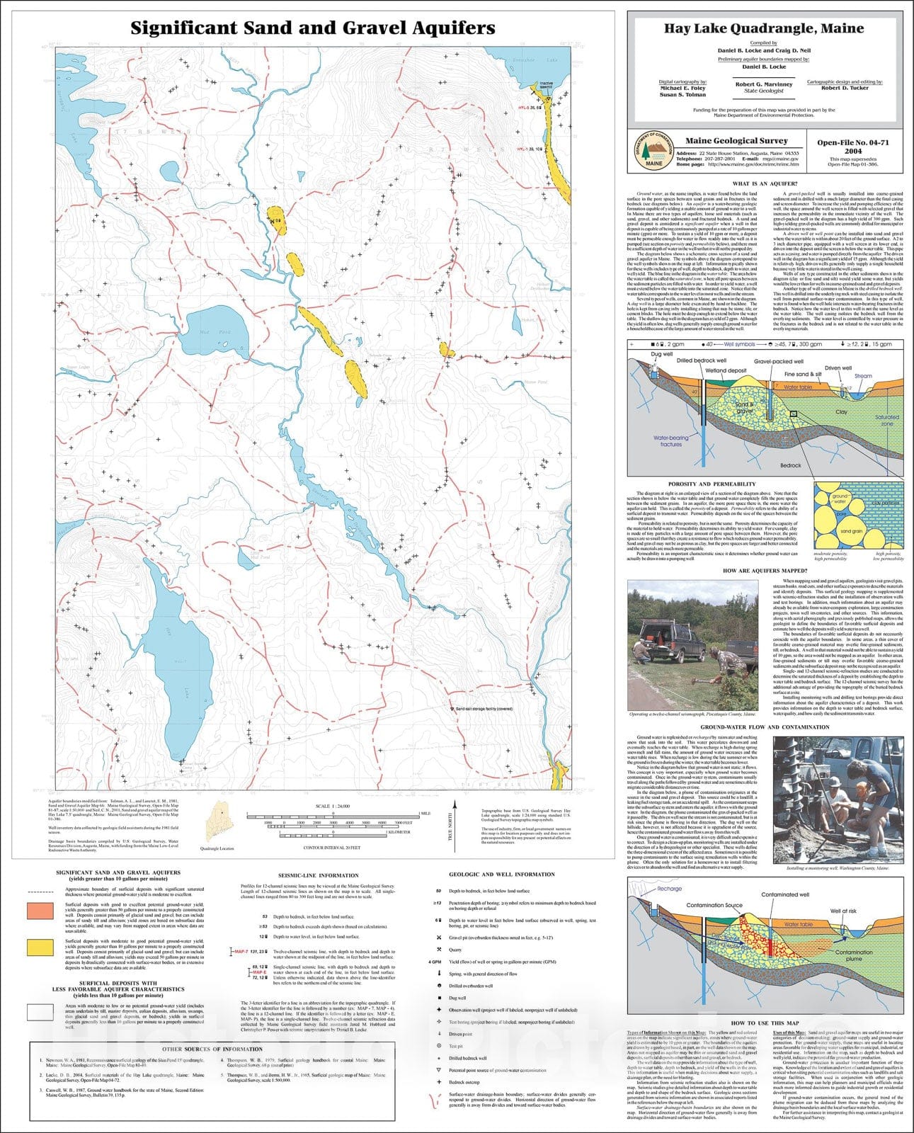 Map : Significant sand and gravel aquifers in the Hay Lake quadrangle, Maine, 2004 Cartography Wall Art :