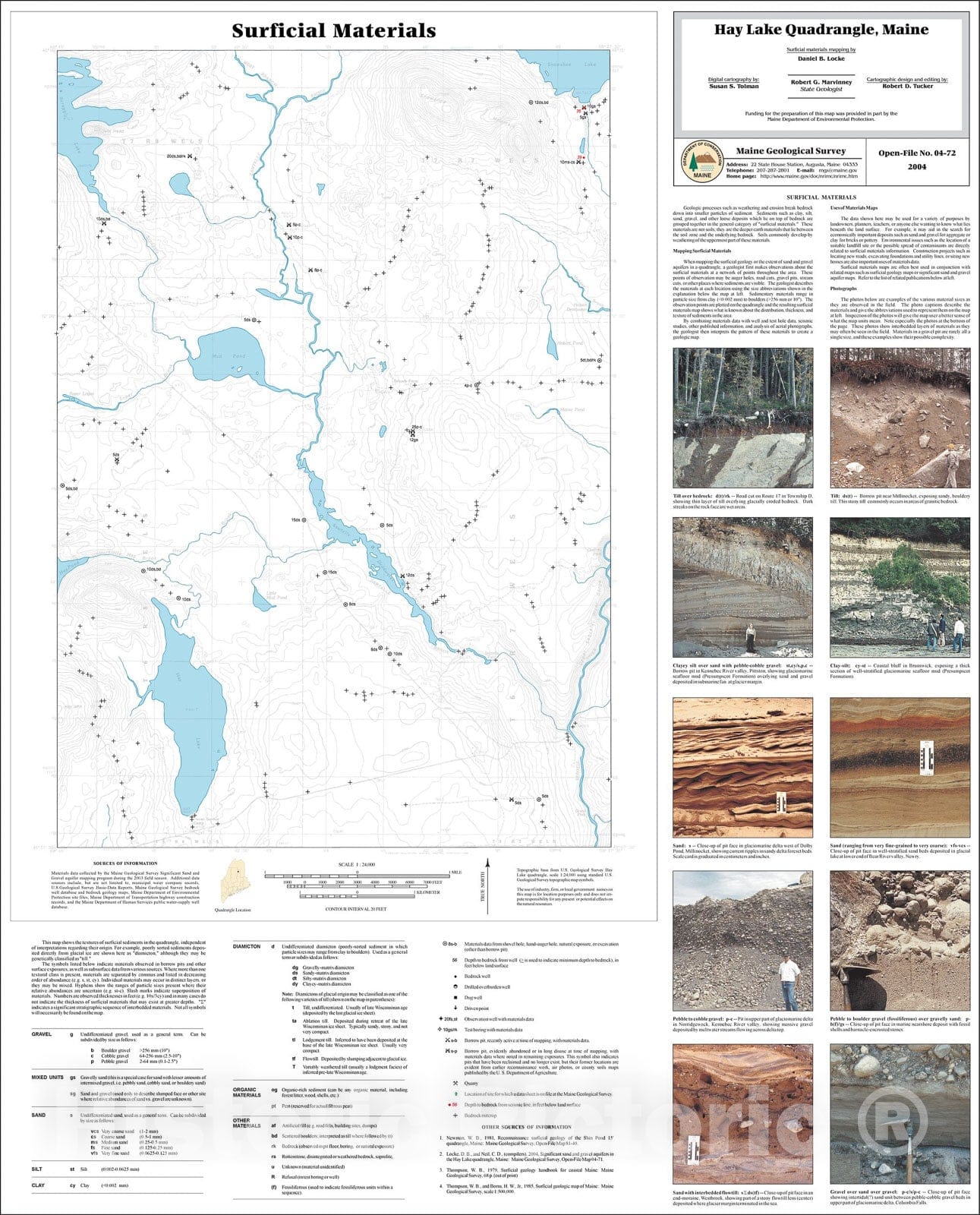 Map : Surficial Materials of the Hay Lake quadrangle, Maine, 2004 Cartography Wall Art :