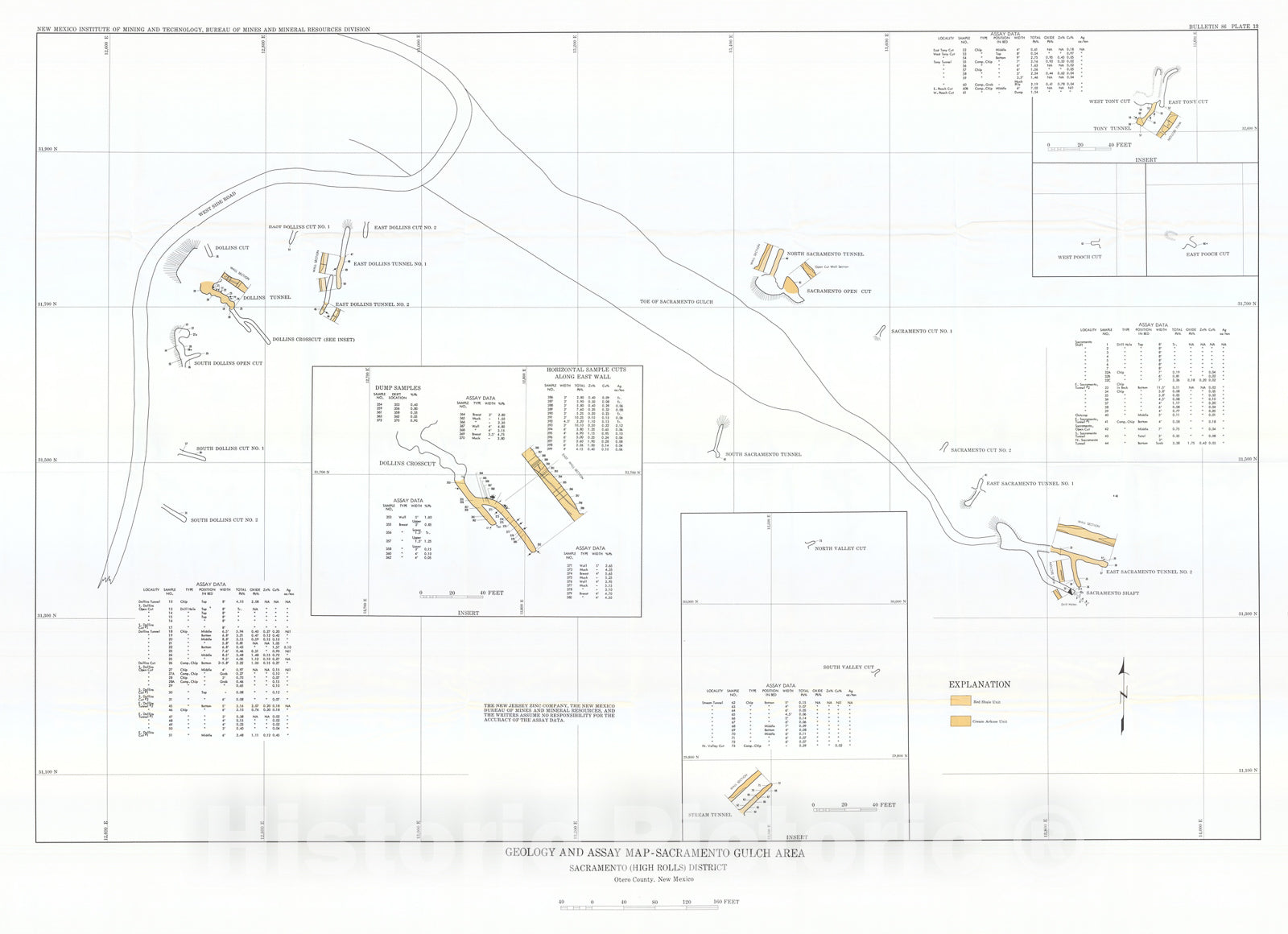 Map : Geology and assay map-Sacramento Gulch area, 1965 Cartography Wall Art :