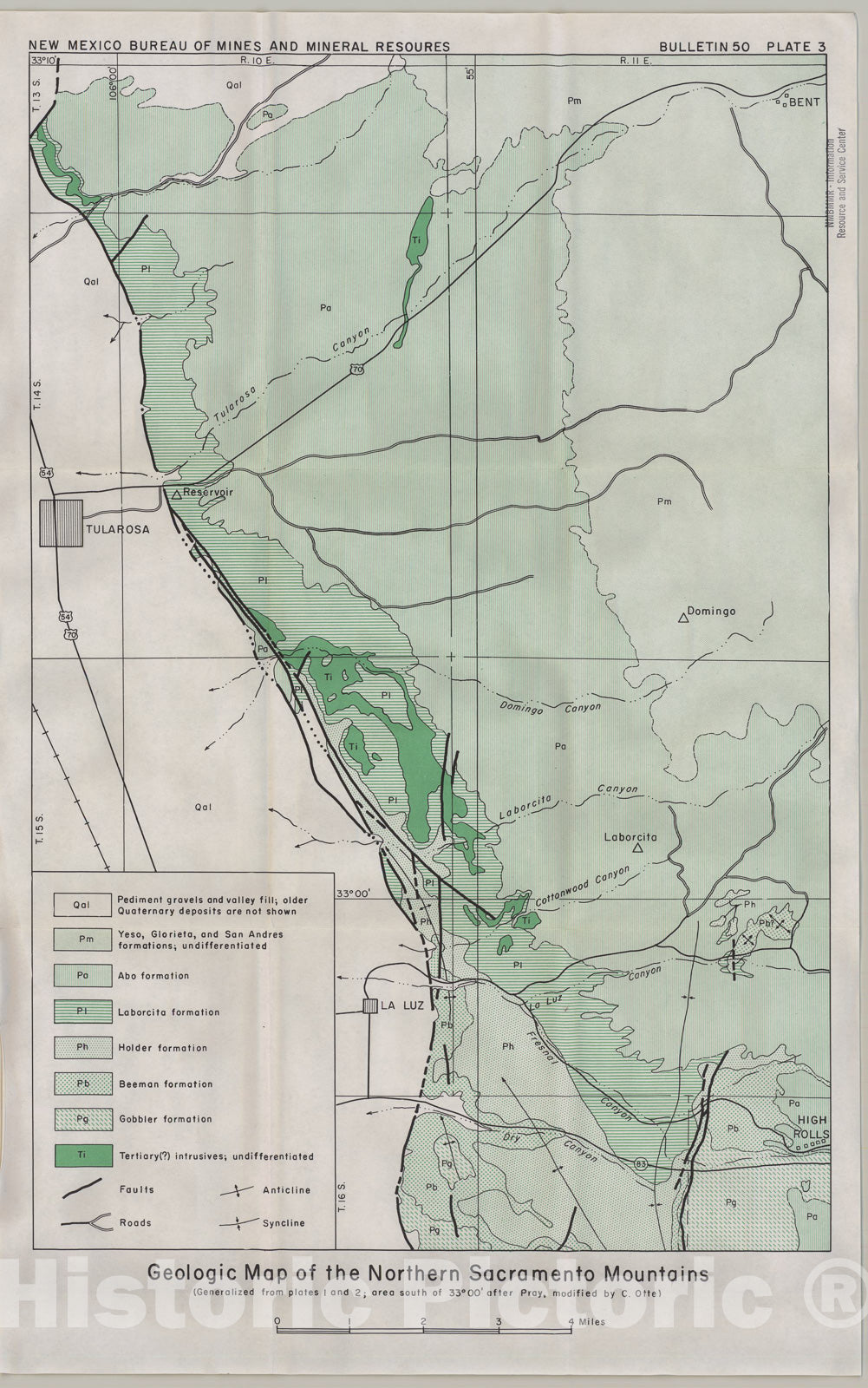 Map : Geologic map of the northern Sacramento Mountains, New Mexico, 1959 Cartography Wall Art :