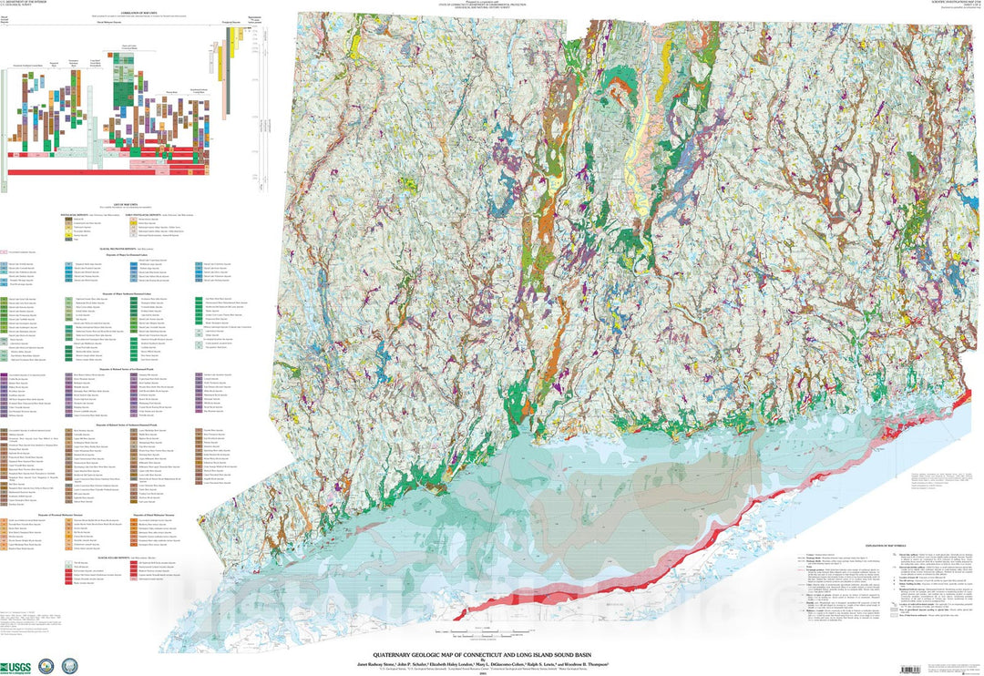 Map : Quaternary geologic map of Connecticut and Long Island Sound Basin, 2005 Cartography Wall Art :