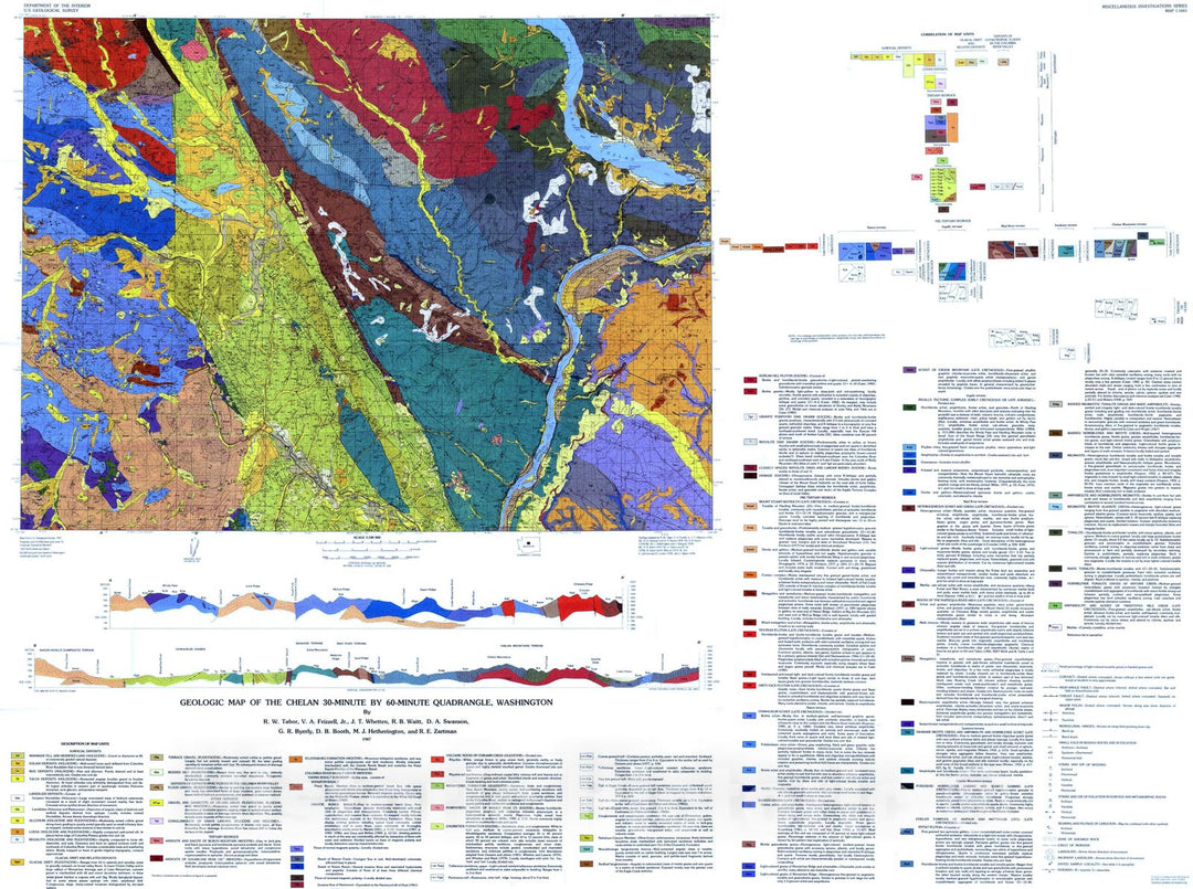 Map : Database for the geologic map of the Chelan 30-minute by 60-minute quadrangle, Washington [supplement to USGS, Misc. Investigations Series, I-1661], 2006 Cartography Wall Art :