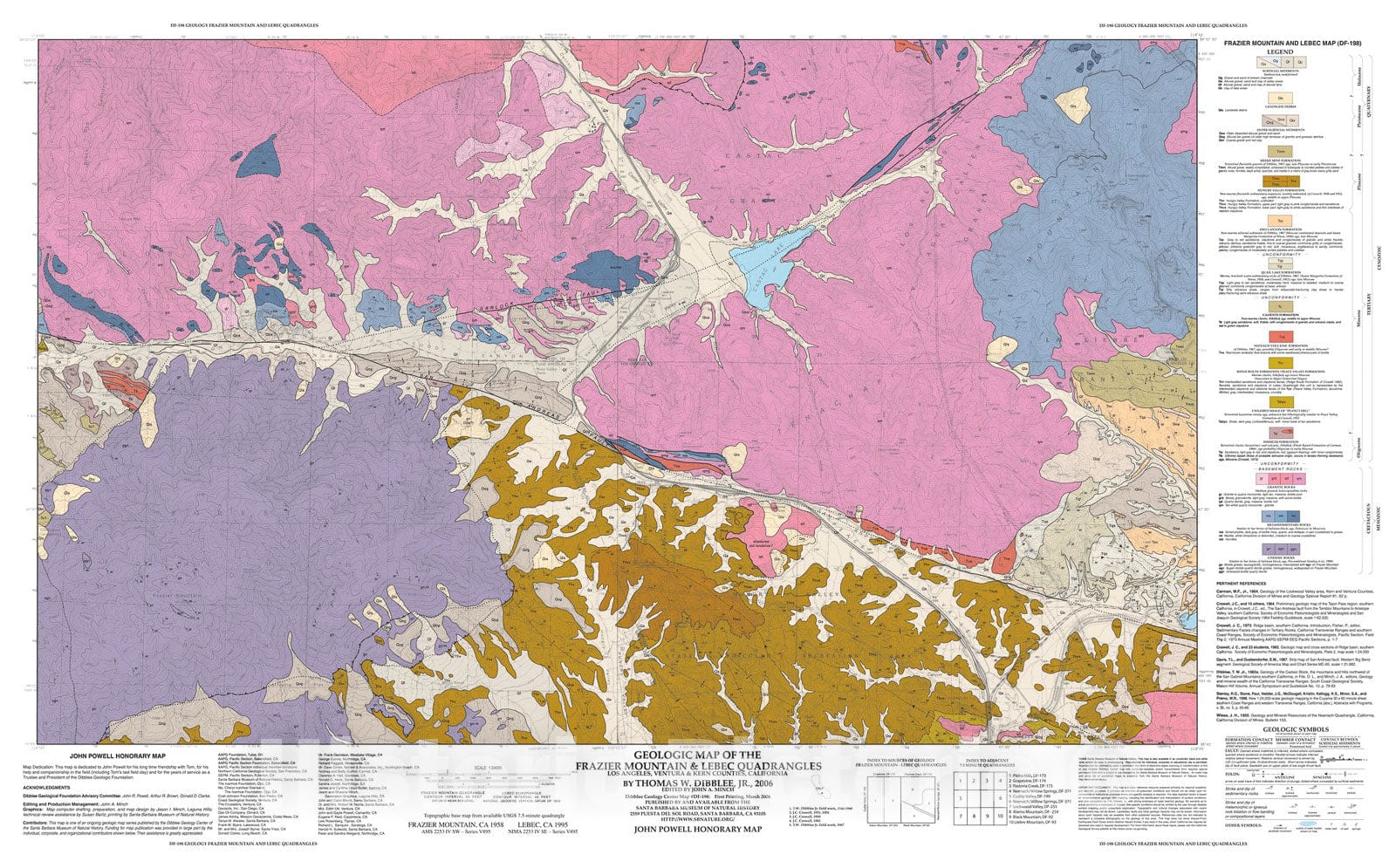 Map : Geologic map of the Frazier Mountain & Lebec quadrangles, Los Angeles, Ventura, & Kern Counties, California, 2006 Cartography Wall Art :