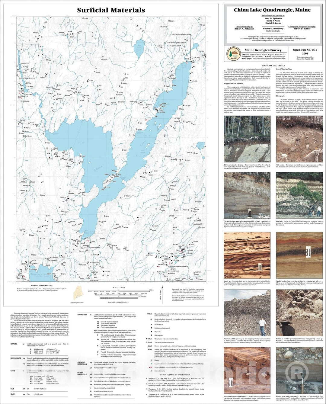 Map : Surficial materials of the China Lake quadrangle, Maine, 2005 Cartography Wall Art :