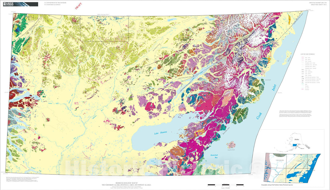 Map : Preliminary integrated geologic map databases for the United States: digital data for the reconnaissance bedrock geologic map, 2006 Cartography Wall Art :