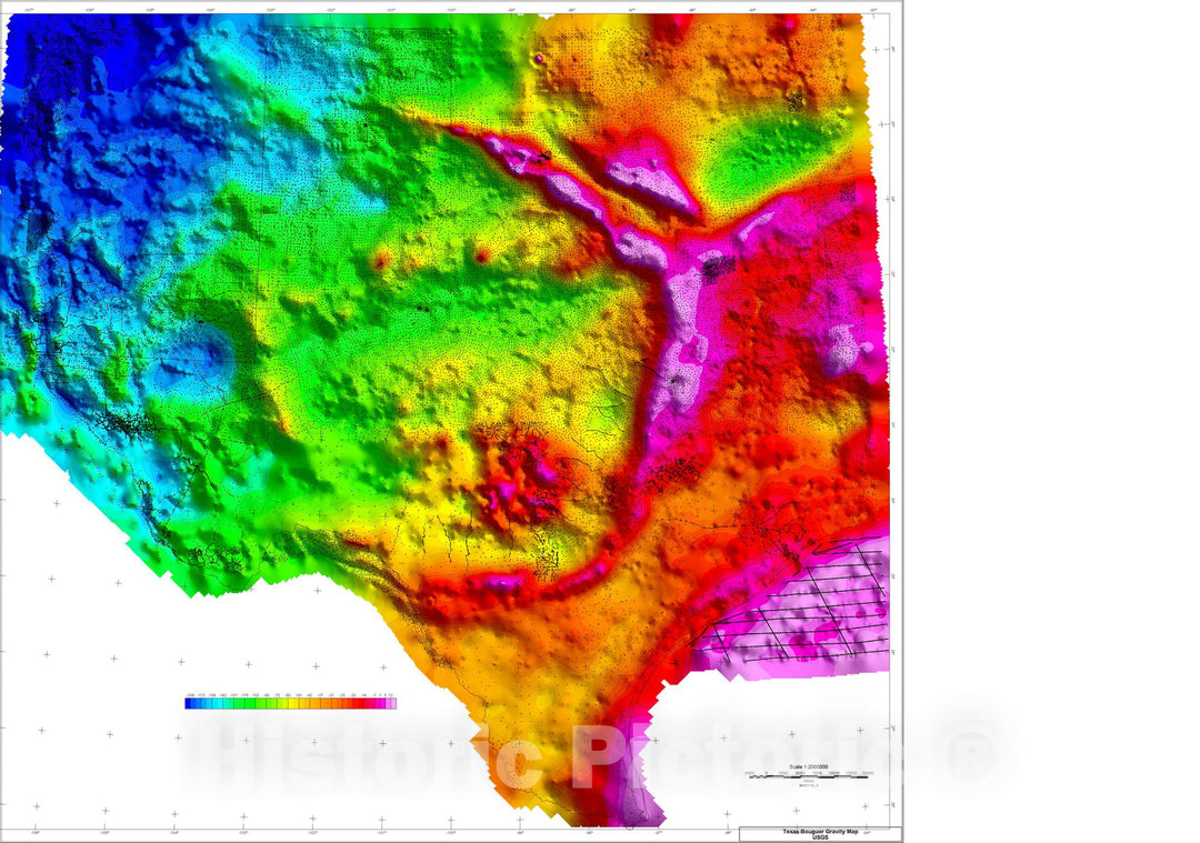 Map : Texas magnetic and gravity maps and data:  a website for distribution of data, 2006 Cartography Wall Art :